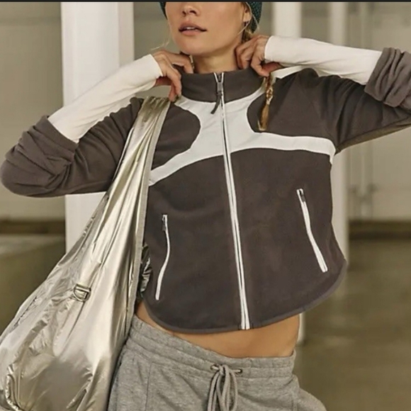 FP Movement by Free People Jackets & Blazers - NWT Free People Movement Jacket In The Zone Zip Up Fleece Gunmetal Wintergreen